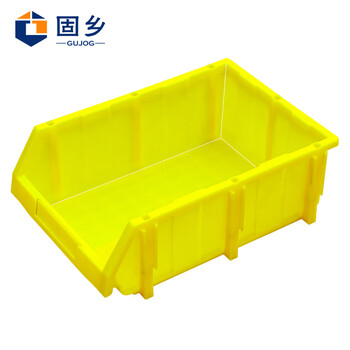 固乡加厚斜口收纳盒 零件盒 五金分类盒 塑料盒 收纳盒 仓库货架整理箱（斜口盒黄色R6号500X350X185mm）