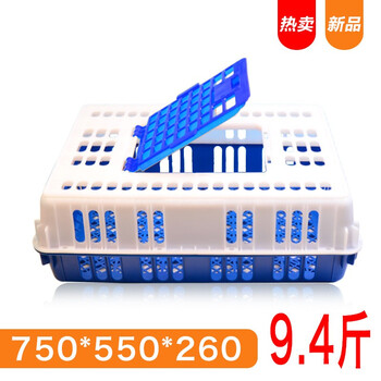 访客 FK 鸡笼周转箱塑料加厚运输筐家禽养殖筐鸡鸭鹅鸽子框鸡笼兔笼周转箱物流筐可拆卸折叠带天窗-蓝色
