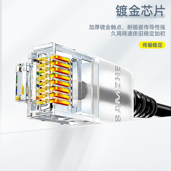 山泽超六类网线细线CAT6A类纯铜 万兆成品连接线 家用电脑宽带兼容千兆网络跳线 5米白色 SZB-3050