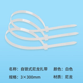 汇采 自锁式尼龙扎带 理线带捆扎带束线扎线带白色 宽3mm×长300mm