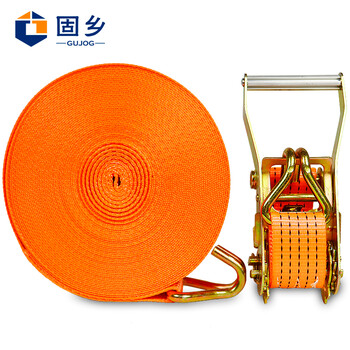 固乡 5T货物捆绑带拉紧器紧固带收紧带捆绑器固定带收紧器货车紧绳器 橘色宽5CM长20米
