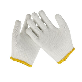 大杨159工地劳保手套12双 加厚耐磨600克白尼龙手套 高密度白线工作防护手套 定制