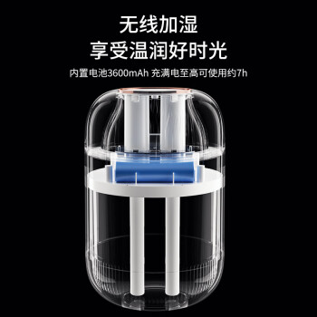 海纳斯（HANASS）加湿器双喷头小型办公室桌面大容量家用低音卧室宿舍充电便携空气加湿喷雾夜灯空调伴侣加湿器D12