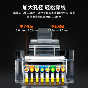 ABLEMEN 超五类镀金水晶头 RJ45铜网线接头 非屏蔽网络线缆连接头100个/盒