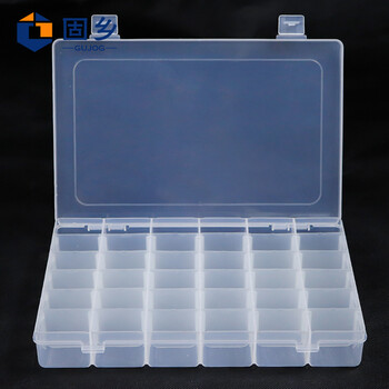 固乡 零件盒 元件盒 透明小格子 塑料收纳盒 零件分类盒 多功能可拆分 工具螺丝储物盒【透明分格盒36格】