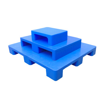 载友 塑胶平面栈板地台板叉车托盘九脚平面塑料地垫新料加厚1000*500*140mm蓝色