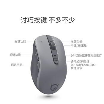 联想（Lenovo）无线蓝牙双模鼠标 蓝牙5.0/3.0 便携办公 人体工程学 轻音 小新M1双模灰色