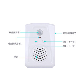 筑采 智能感应语音迎宾器提示欢迎光临进门店铺播报器叮咚红外感应门铃 不含充电器款