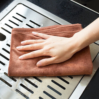 兰诗（LAUTEE）PA1043 咖啡色微纤双面方巾毛巾 30*30