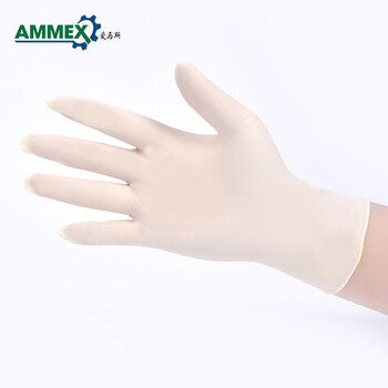 爱马斯（AMMEX）TLFC46100 一次性乳胶手套居家家庭清洁工业科研橡胶手套标准型 无粉麻面 定做 L码 100只/盒