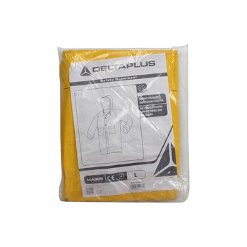 代尔塔/DELTAPLUS 407005 双面PVC涂层带袖雨披风衣版连体成人一体式雨衣防暴雨 黄色 2XL码 1件