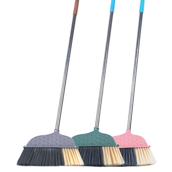 欧彤（OUTONG）TO-0001 不锈钢杆塑料扫把 办公室学校软毛扫帚 颜色随机竹编花纹款1个