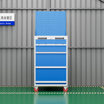 京顿重型工具柜工具车铁皮柜工具收纳存放柜五金零件柜带工具挂板 四抽