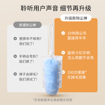 美丽雅静电除尘掸鸡毛掸子不易掉毛汽车扫灰吸灰家用1手柄+10替换装