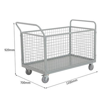 张氏艺佳全折叠围栏网格物流推货仓库搬运车灰色折叠款1200*700*920五寸轮