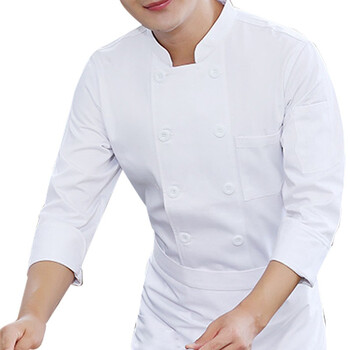 安美尚（ams）厨师工作服厨房餐厅饭店后厨食堂双排扣男厨师服 男女同款长袖 定做 XXL 1件