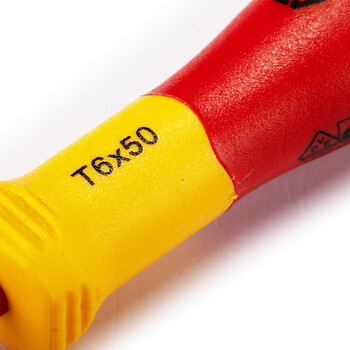世达 VDE双色柄绝缘花型精密螺丝刀，T10*50mm，63903