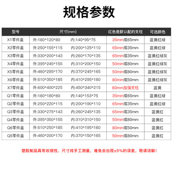 伏兴 组合式零件盒 加厚斜口塑料盒物料盒定制元件盒螺丝盒工具盒 X5 470*300*180mm(默认蓝色)