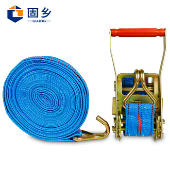 固乡 货车紧绳器捆绑带收紧器紧固带拉紧器汽车拖车绳捆绑带 双钩高密度5cm宽10m长带铁架一套 拉力3吨