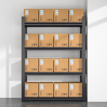 海客艺佳 货架仓储仓库多功能展示架多层储物架中型200KG/层承重四层黑色白色100*40*183