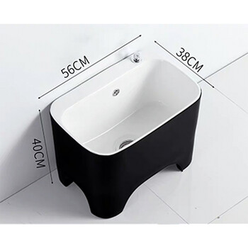 星期十黑白109龙头孔一键排污56cm*38cm*40cm陶瓷洗拖把池拖布池落地式洗拖布池定制