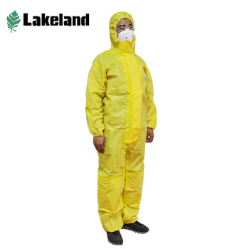 雷克兰(Lakeland)CT1S428防化服耐酸碱粉尘农药喷洒化学品带帽连体服防护服 黄色 L
