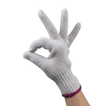 劳保佳 650g 线手套 结实耐磨搬运物流工地劳动防护纱线手套  白色红边 12双