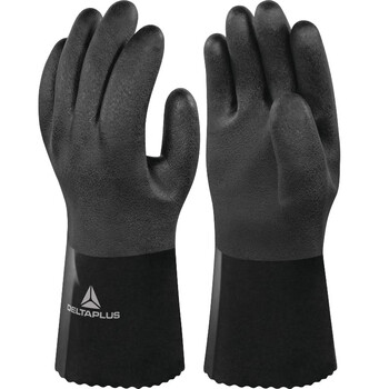代尔塔（Deltaplus）201781 VE781 防爆型PVC防化手套 防水防滑防静电棉绒衬里无缝全涂层 定做 9码 12副