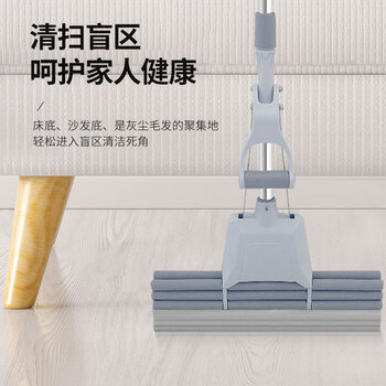 亿丽佳 滚轮式海绵拖把吸水墩布胶棉地板挤水式拖布 大号三排滚轮伸缩杆38cm 10件/组
