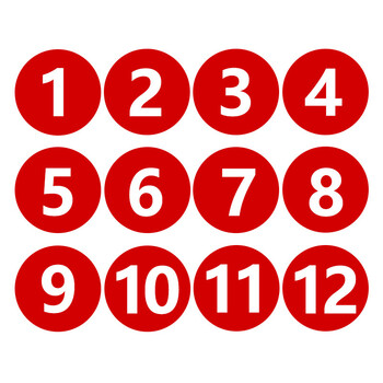 稳斯坦 W264 (2组)防水PVC号码贴 数字贴纸编号选手号序号10cm大号贴纸 1到12 