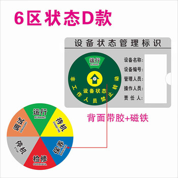 飞尔（FLYER）标签标牌 状态指示标牌 亚克力设备管理挂牌【6区D款 6x9cm】5个起批