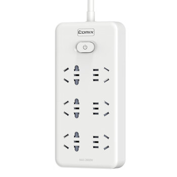 齐心 PCP-WZ648 延长线插座 6位30孔 总控4.8米 白