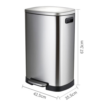 庄太太【50L】商用办公不锈钢脚踏分类大垃圾桶