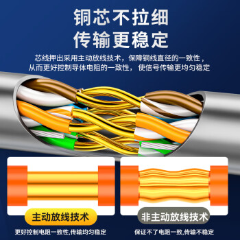山泽超五类网线【工程版0.5mm纯铜线芯】CAT5e类非屏蔽 家装网络布线POE监控专用100米 SZ-5100