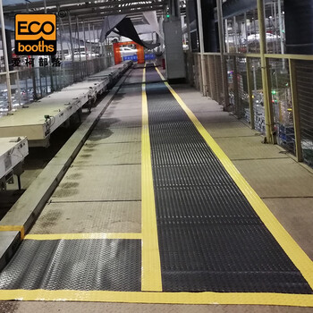 爱柯部落 PVC地垫 防滑防静电走道地垫地毯0.6×10m厚3mm钢板纹电阻燃PVC走道垫工厂车间黑色黄边可定制110891