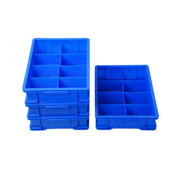 伏兴 分格箱多格塑料收纳盒定制零件盒周转箱工具箱物料配件盒 蓝色 两格箱355*200*87mm