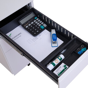 欧思泰钢制文件柜活动柜三抽柜办公矮柜铁皮柜密码锁柜子  白色