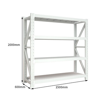 京度货架单层称重500kg四层可定制2000*1500*600白色仓储货架仓库置物架JD-HJ-500W05储物架