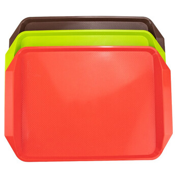 海斯迪克 HK-5174 塑料加厚托盘 酒店PP塑料长方形托盘食堂水果盘 43*30cm红色