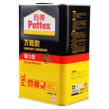 百得（Pattex）万能胶 木工胶水 强力胶水大桶胶 粘橡胶金属地板革草坪地毯木板木头胶水PX4L 4L*4桶组合装