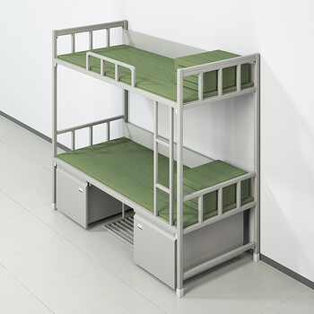 京度双人床学校单位宿舍铁床钢制加厚单人床含床下储物柜可定制