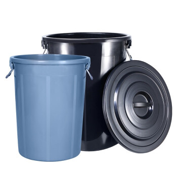 庄太太【黑色160L】大垃圾桶大号黑色户外环卫厨房无盖带盖圆形灰色商用塑料特大号桶