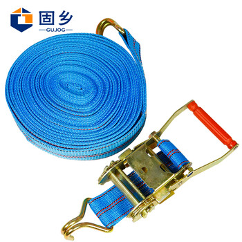 固乡 货车紧绳器捆绑带收紧器紧固带拉紧器汽车拖车绳捆绑带 双钩高密度【蓝色5cm宽20m长拉力3吨】