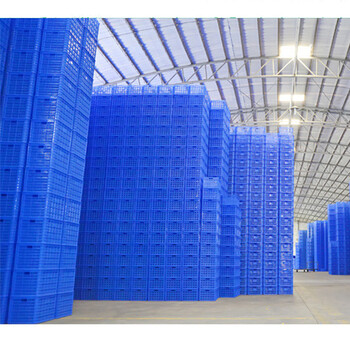 兵工匠塑料周转筐 蓝色A2加厚款水果大号蔬菜批发货框子470*670*410mm