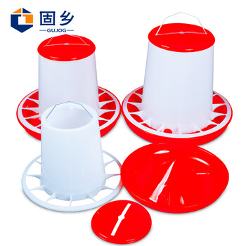 固乡 鸡饲料桶 鸡料槽食槽 鸡料筒 小鸡喂食器 鸡鸭鹅鸽子自动下料槽 养鸡饲料桶 【连体饲料桶可装6Kg】