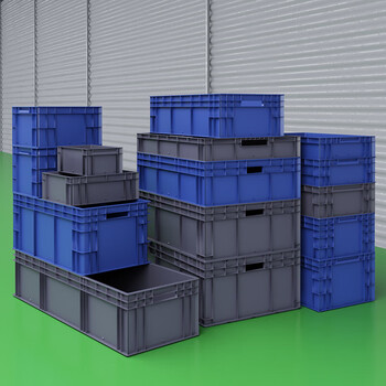 京度 塑料周转箱汽配物流周转箱大号塑料物流箱EU欧标物流箱零件储物箱 800*600*330mm加厚灰色