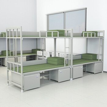 京度双人床学校单位宿舍铁床钢制加厚单人床含床下储物柜可定制