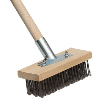 强卫士 QIANGWEISHI 地板刷 养殖场清洗不锈钢丝地面硬毛洗地刷 27cm硬塑料丝地板刷（带木柄1.2米）3个起售