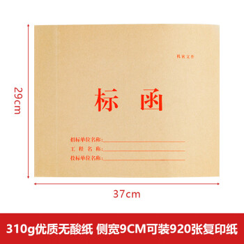 飞尔（FLYER）牛皮纸档案袋 标书合同文件资料袋【310g 无酸纸标函8cm 29x37cm】100个装