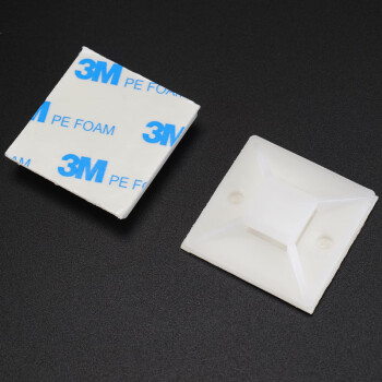 冰禹 BYlj-34 3M自粘式不干胶吸盘 扎带固定座卡扣定位片 100只/包 20*20 白色(2包起订）